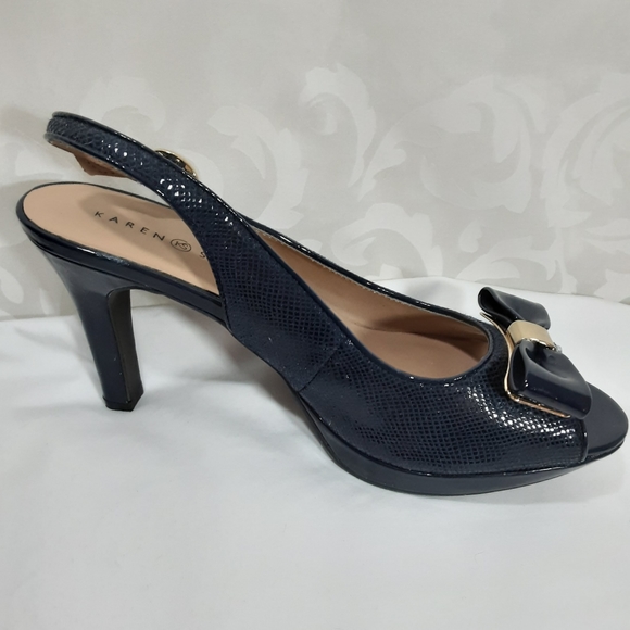 Karen Scott Dark Blue Slingback Peep Toe 9M - Picture 2 of 8